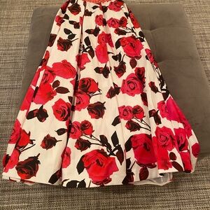 Dave and Johnny formal skirt ONLY. Pink/red rose pattern beaded waist - Size 1/2